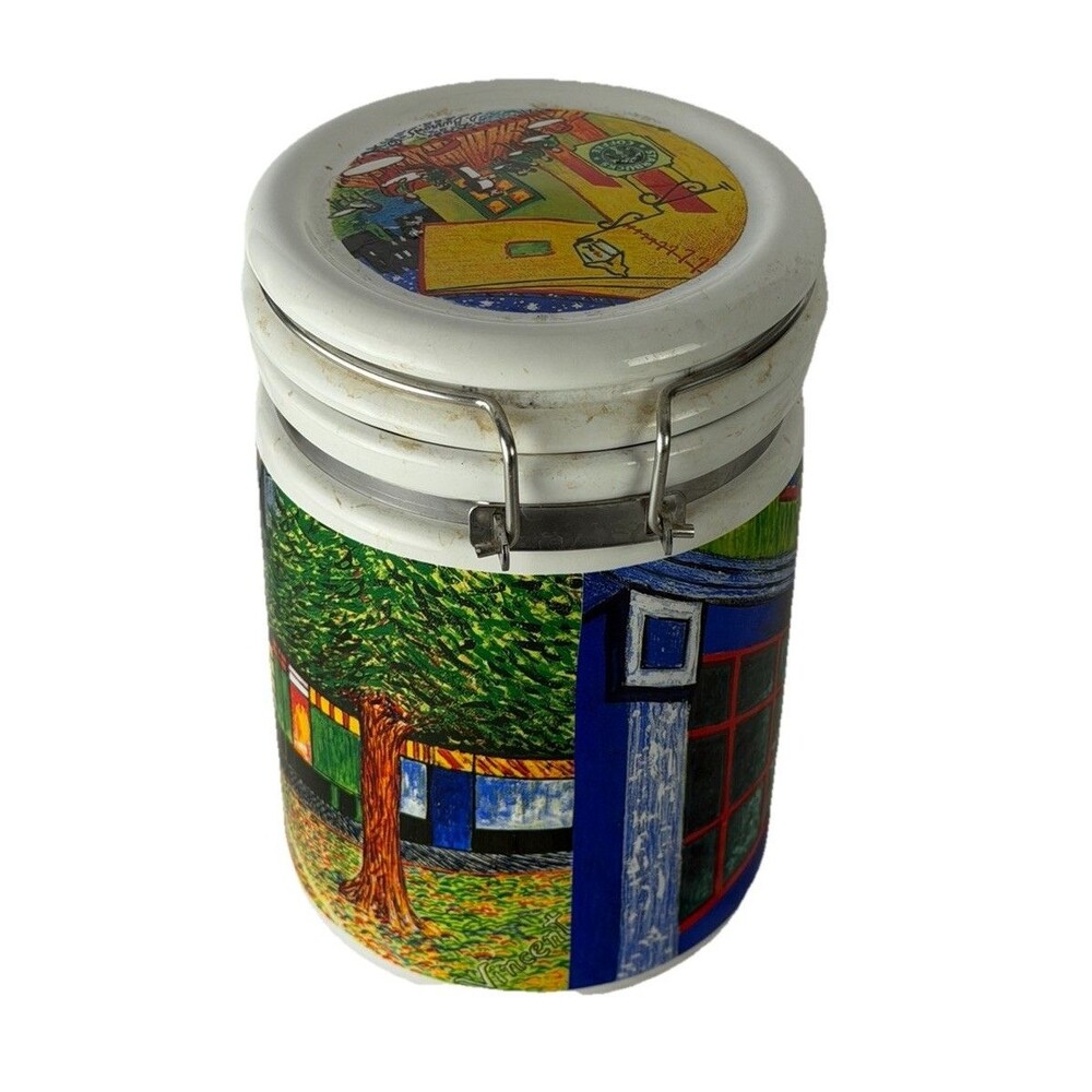 Vintage 1994 Starbucks Chaleur Van Gogh Cafe Terrace Ceramic Coffee Canister